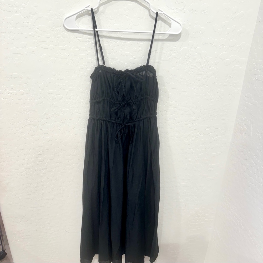 J. Crew Black Midi Sundress with Spaghetti Straps